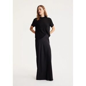NWT ROHE Noir Black Viscose Bias Cut Maxi Skirt Size EU 36 US 4 Minimal Luxury